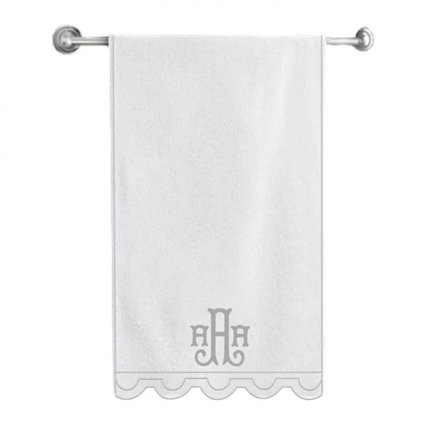 Monogram U Shape Embroidered Bath Towels (Set of 2)