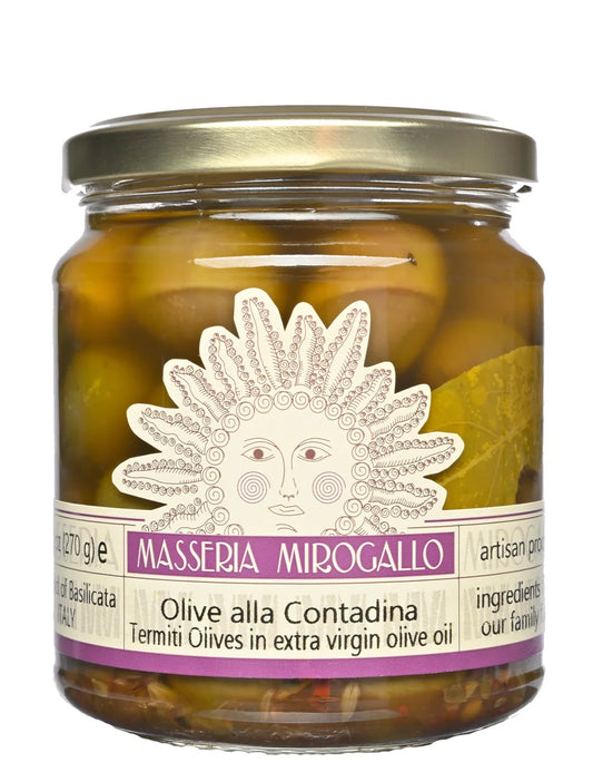 Termiti Olives in Extra Virgin Olive Oil Produced by: Masseria Mirogallo  in Basilicata, Italy