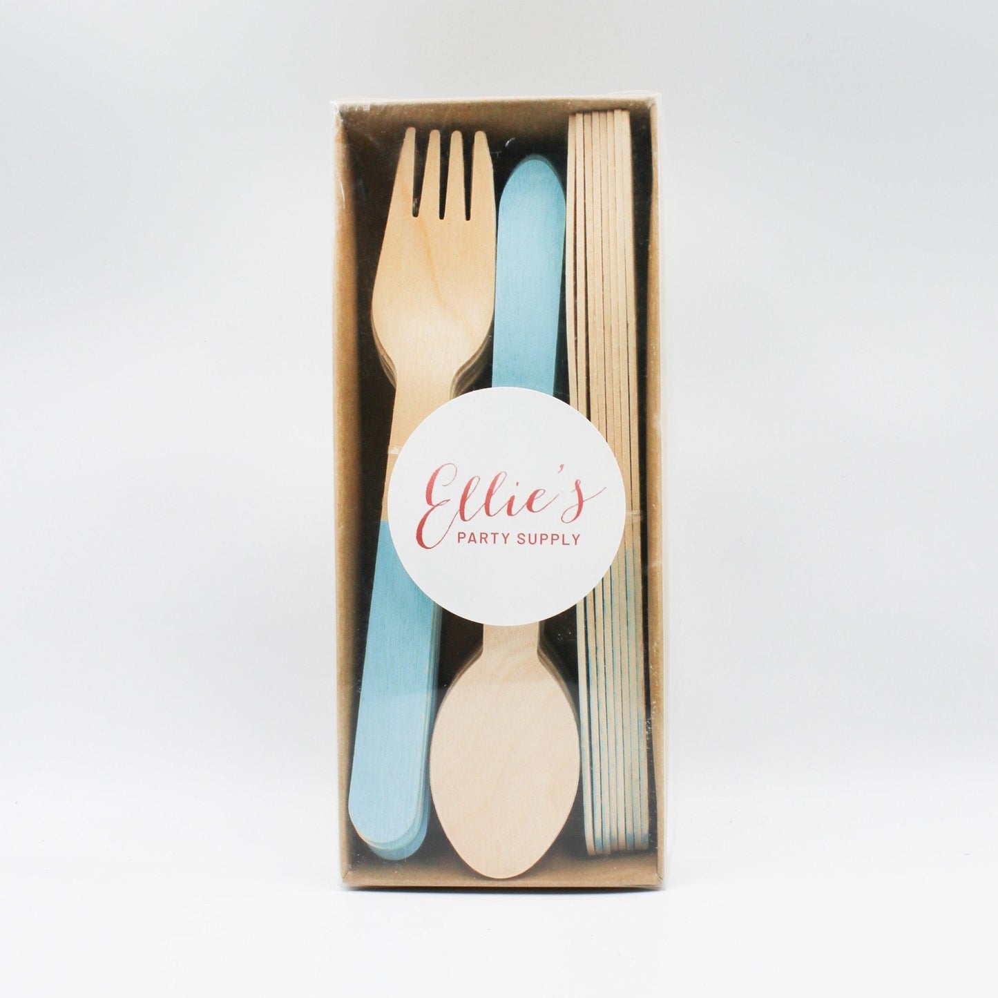 Light Blue Wooden Utensil Set – 24ct