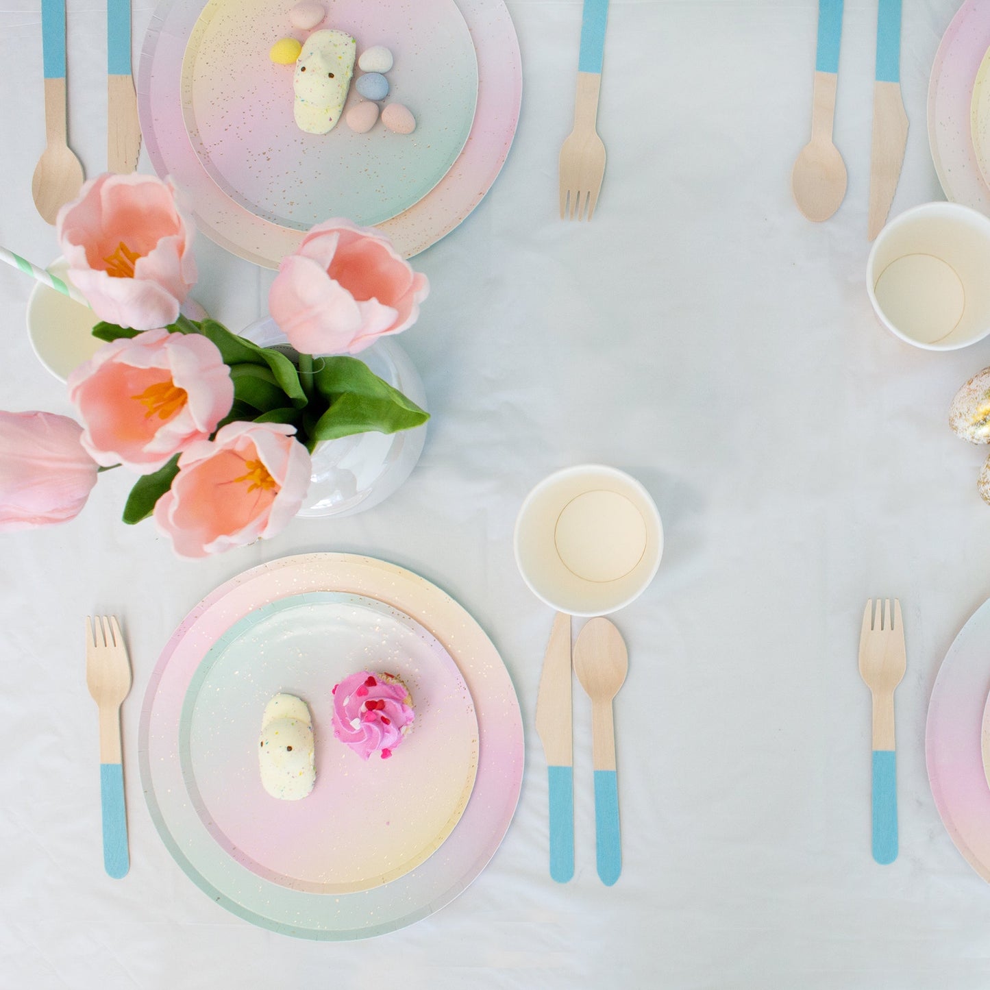 Light Blue Wooden Utensil Set – 24ct