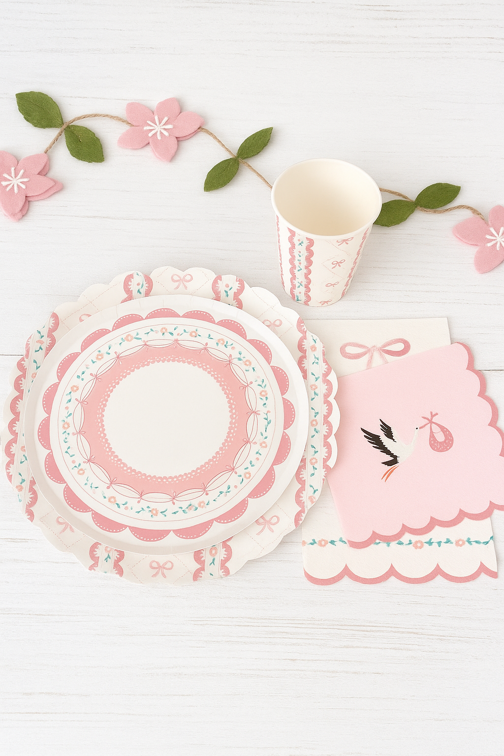 Pink Bow Coquette Large Plates 10" (8 pack)