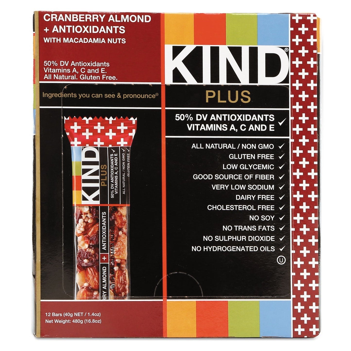 KIND Plus Nutrition Boost Bar, Cranberry Almond and Antioxidants, 1.4 oz, 12/Box - themonogram manor 