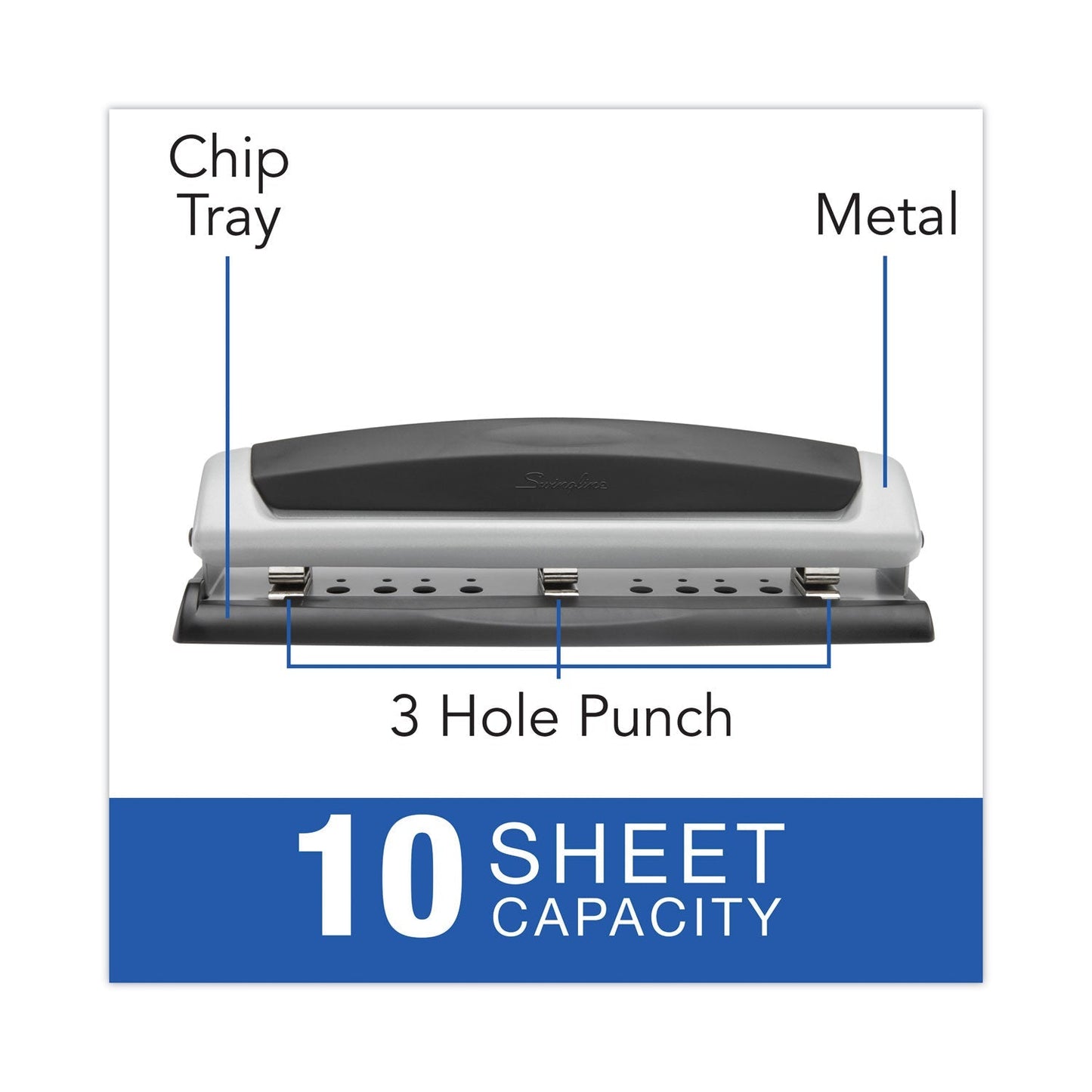 Swingline 10 - Sheet Precision Pro Desktop Two - to Three - Hole Punch, 9/32" Holes - themonogram manor 