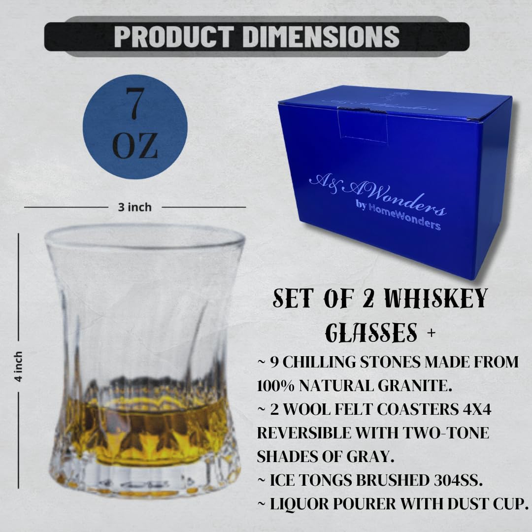 Whiskey Glasses 7oz Premium Scotch Glasses Set of 2 - Old Fashioned Whiskey - themonogram manor 