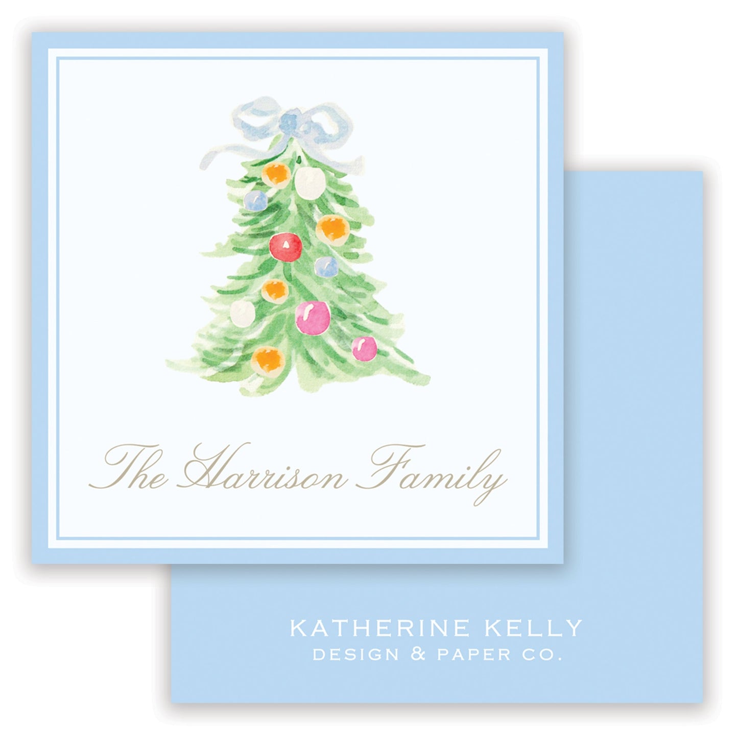 oh, christmas tree blue enclosure card - themonogram manor 