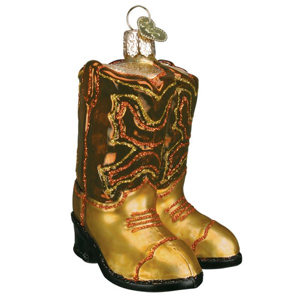 Brown Pair Of Cowboy Boots Ornament - themonogram manor 