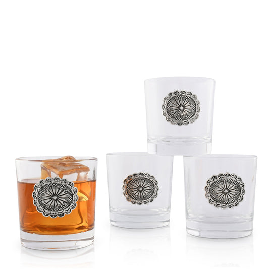 Western Concho Bar Glasses Set of 4 - themonogram manor 