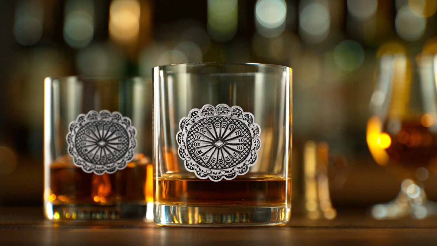 Western Concho Bar Glasses Set of 4 - themonogram manor 