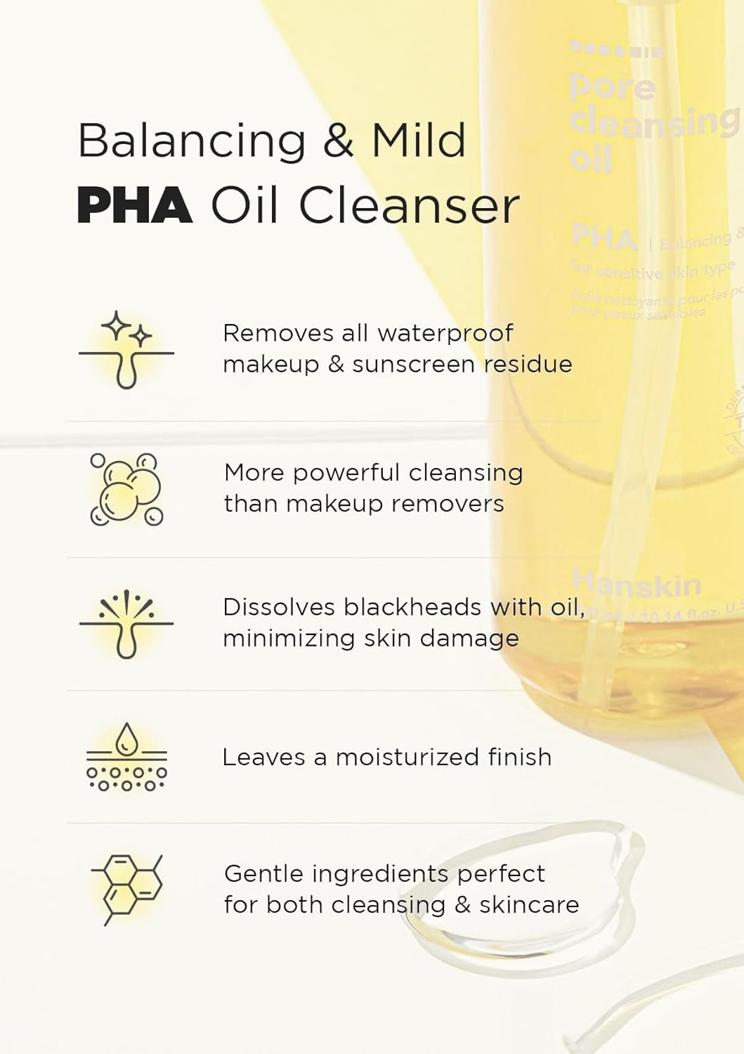 Pore Cleansing Oil, Oil Cleanser for Face, Makeup Blackhead Remover, Korean Cleanser for Sensitive Skin [PHA] (10.14 Oz) - themonogram manor 
