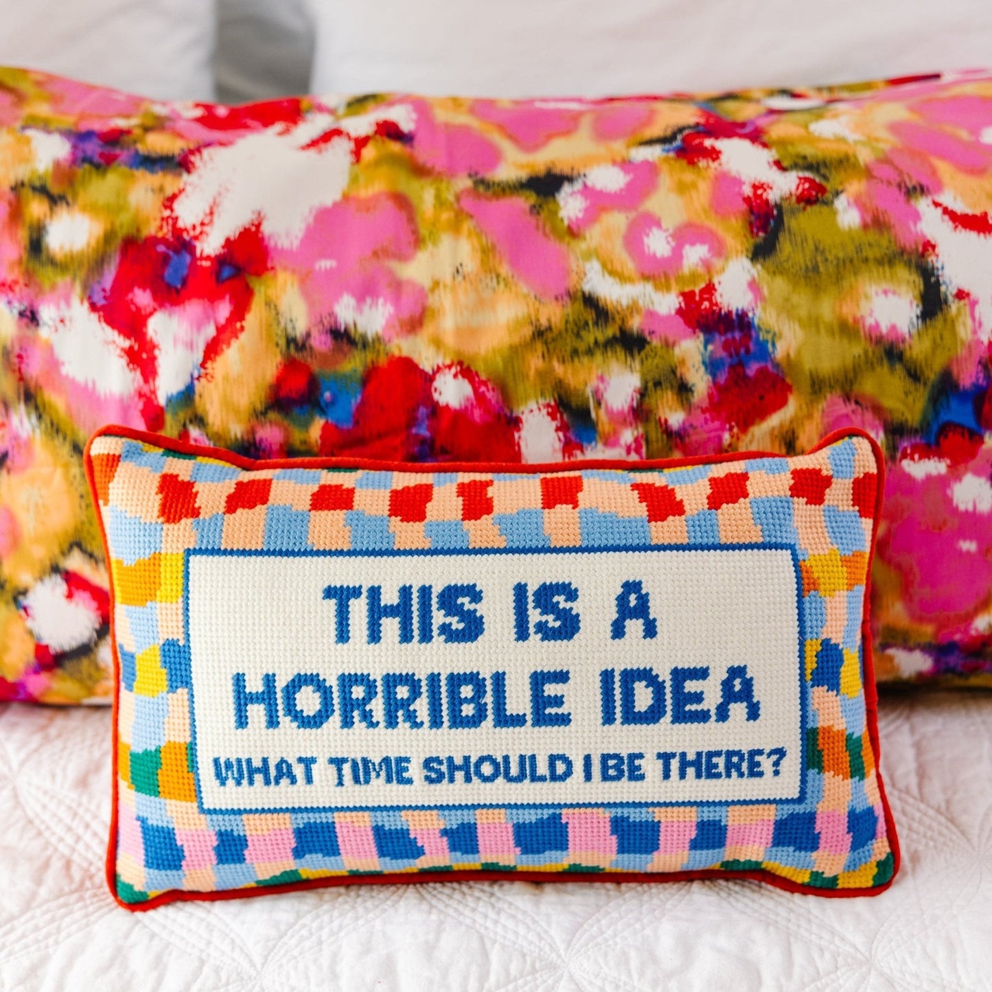 Horrible Idea Needlepoint Pillow - themonogram manor 