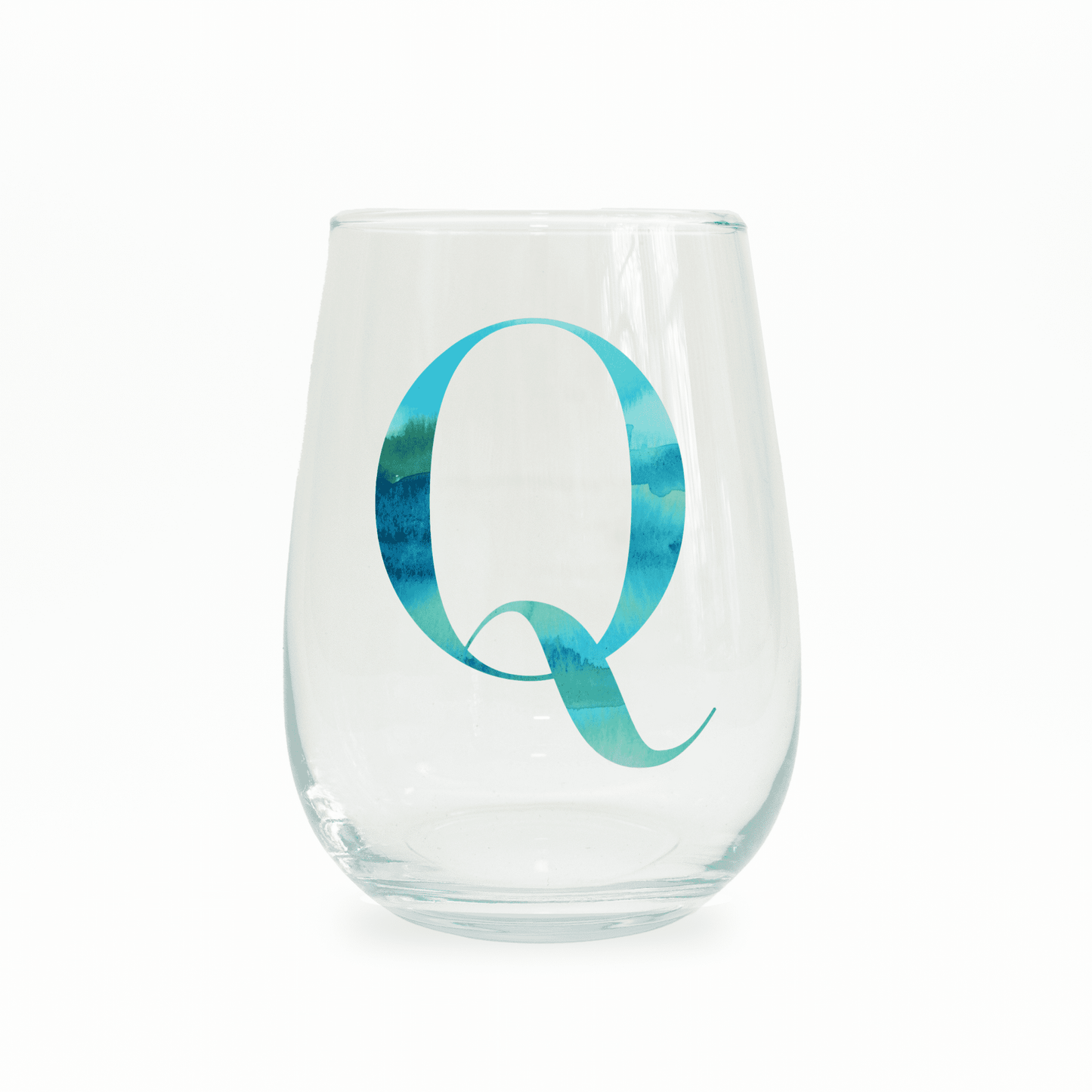 Q Monogram Stemless Wine Glass - themonogram manor 