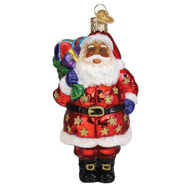 Jolly African American Santa Ornament - themonogram manor 