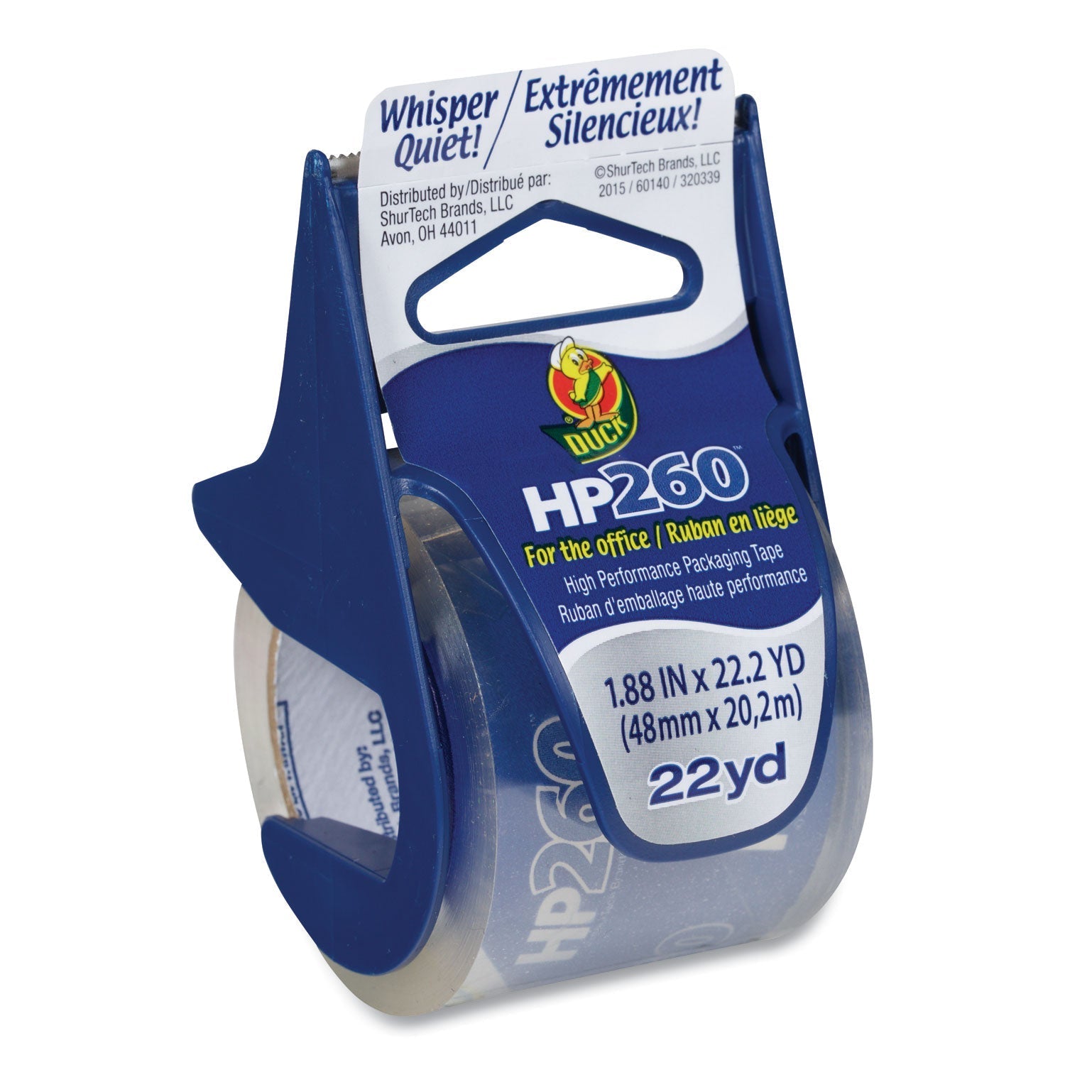 Duck HP260 Packaging Tape with Dispenser, 1.5" Core, 1.88" x 22.2 yds, Clear - themonogram manor 