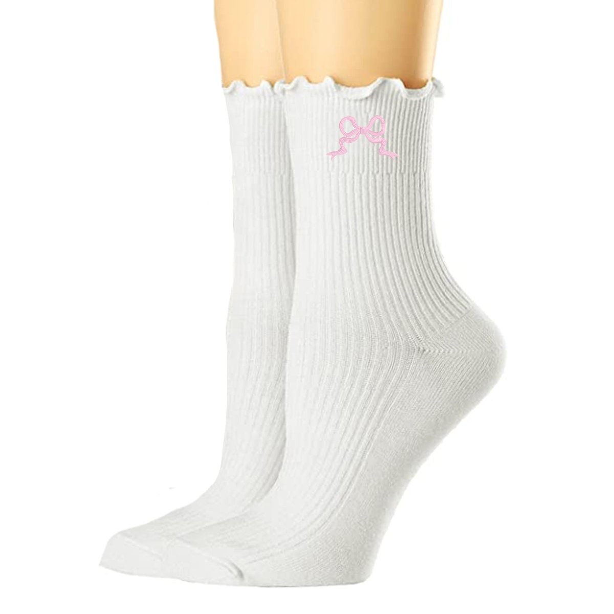 Embroidered 'Ribbon Bow' Ruffle Socks - themonogram manor 