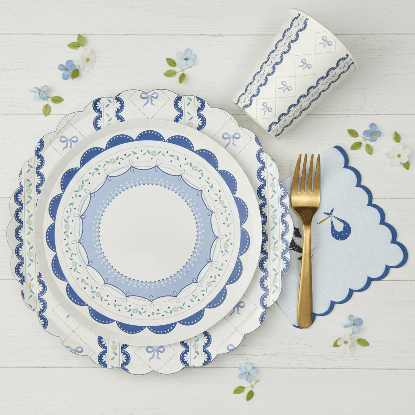 Pink Bow Coquette Large Plates 10" (8 pack) - themonogram manor 