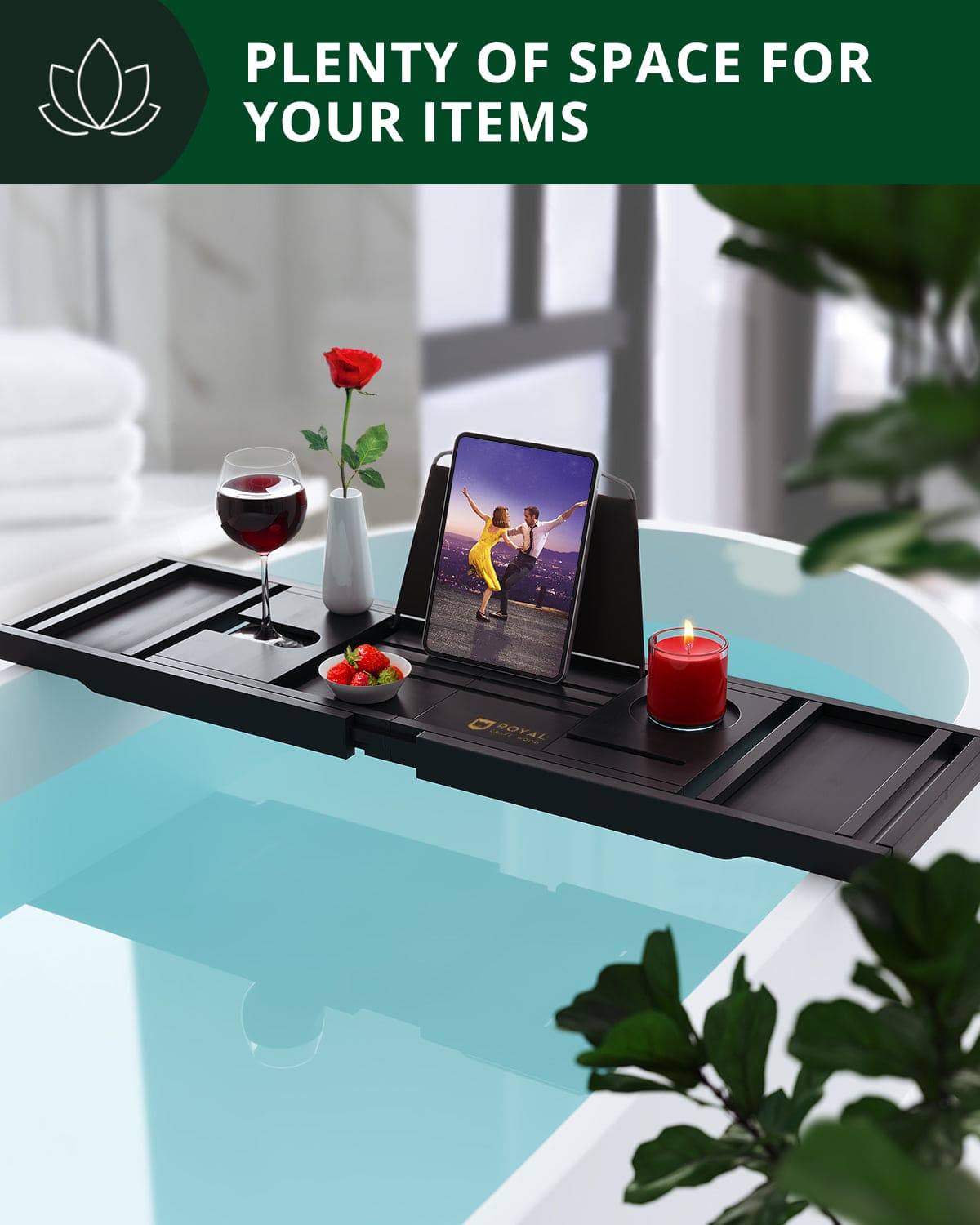 Foldable Bathtub Caddy Tray, Black - themonogram manor 