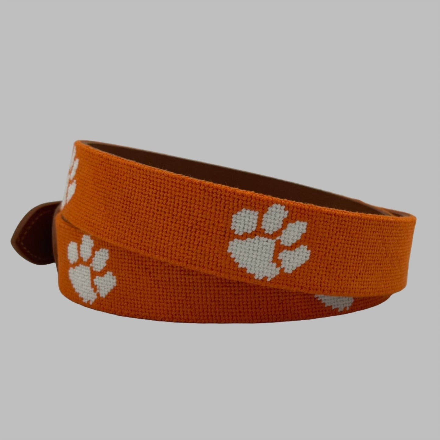 Clemson University Tigers - Officially Licensed - Hand - stitched Needlepoint Belt - themonogram manor 