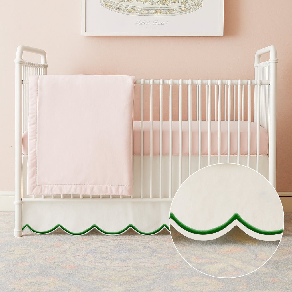 Scallop Embroidery Cotton Crib Skirt - themonogram manor 