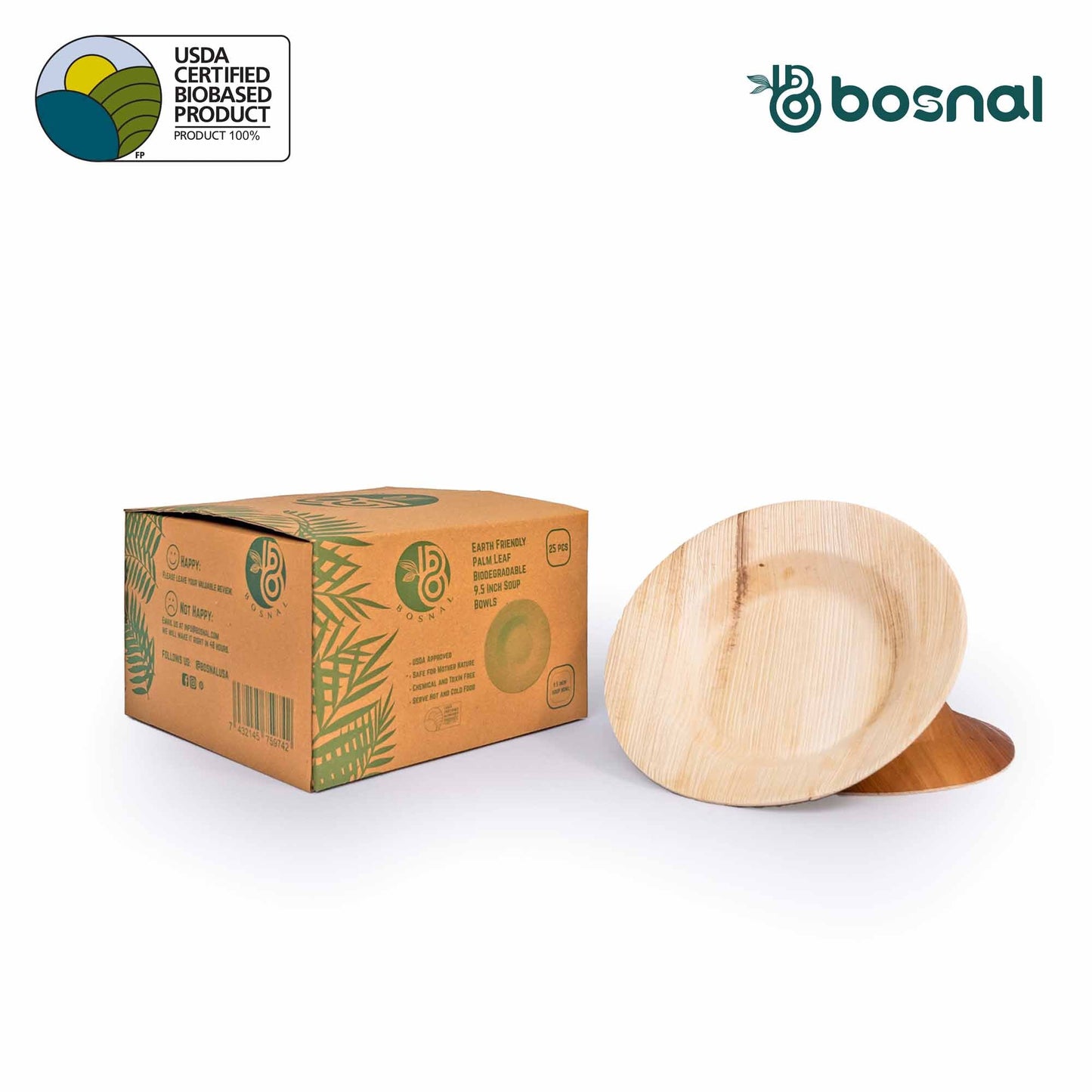 Bosnal - Palm Leaf Biodegradable Bowls, 9.5 inch Round Soup Bowl - themonogram manor 