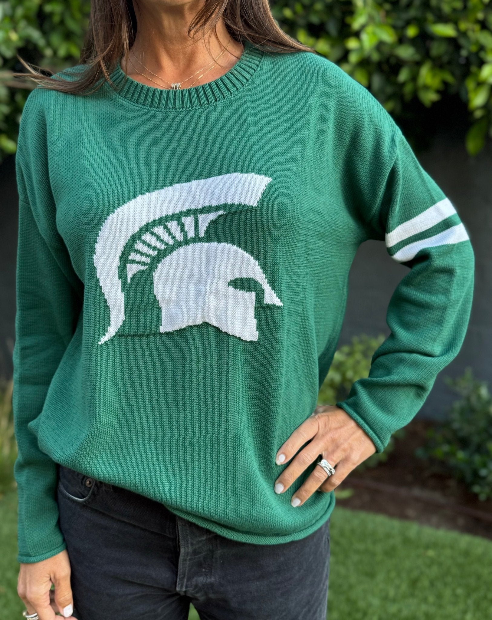 Michigan State Long Sleeve – GO GREEN Crew Neck - themonogram manor 