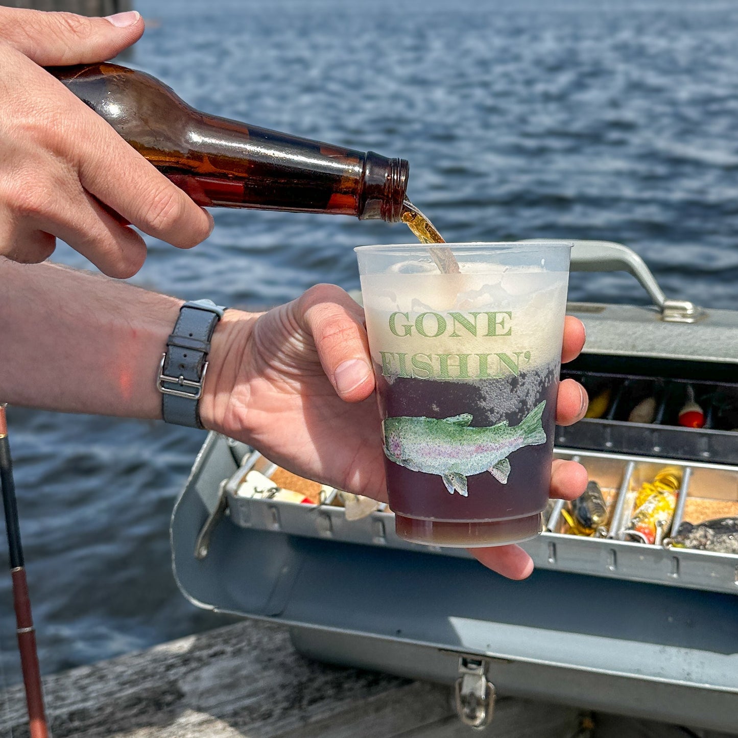 Gone Fishing Frosted Cup - themonogram manor 