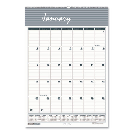 House of Doolittle Bar Harbor Recycled Wirebound Monthly Wall Calendar, 12 x 17, White/Blue/Gray Sheets, 12 - Month (Jan - Dec): 2023 - themonogram manor 