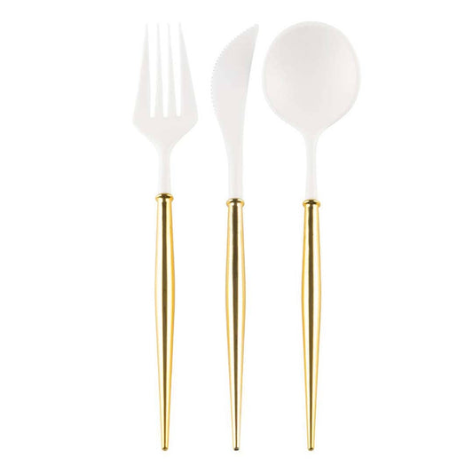 Gold Bella Assorted Plastic Cutlery/24pc, Service for 8 - themonogram manor 