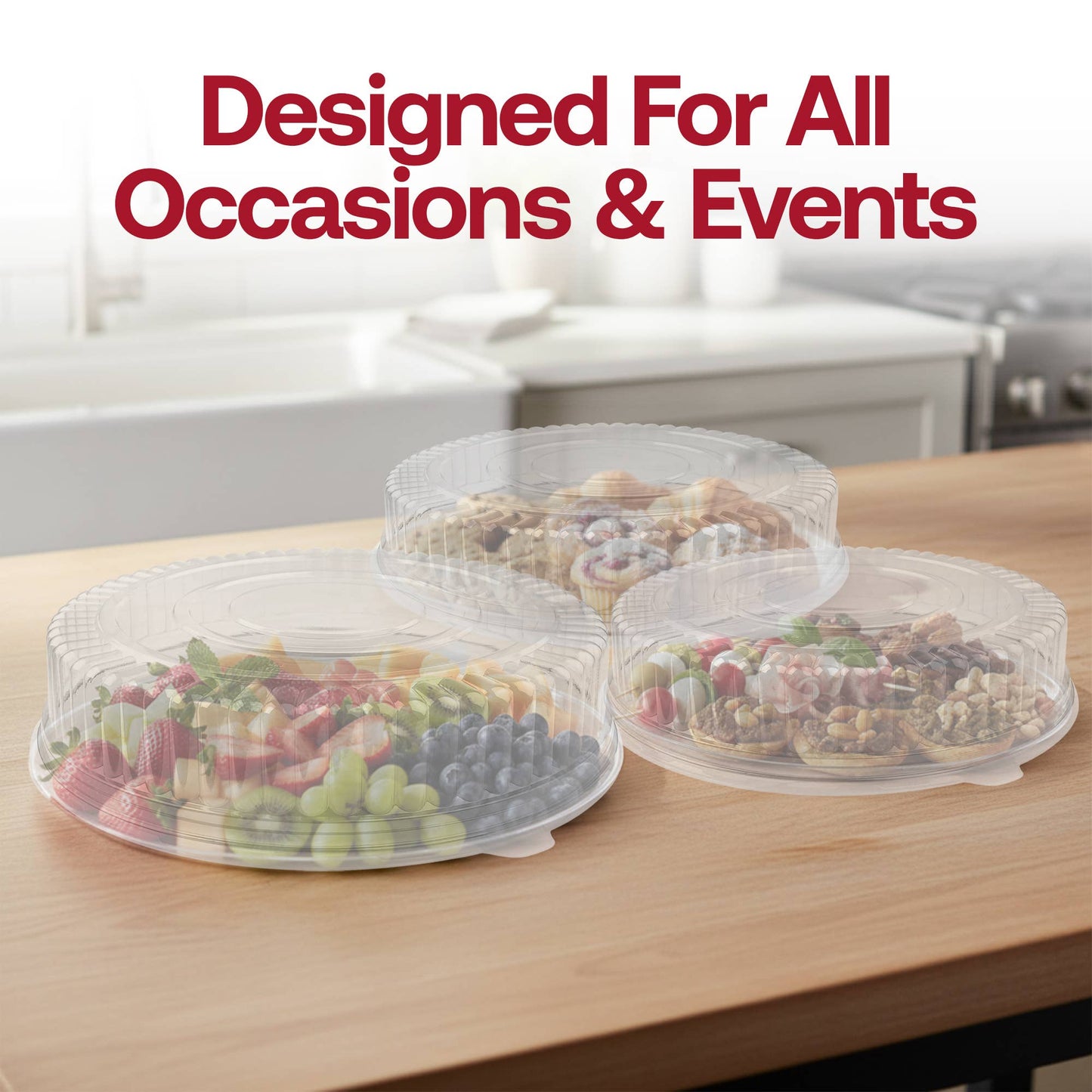 16" Clear Round Plastic Trays with Lids - 25 Sets - themonogram manor 