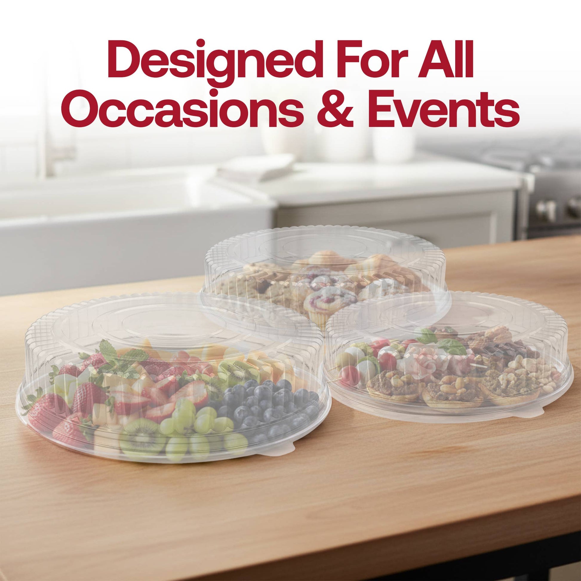 16" Clear Round Plastic Trays with Lids - 25 Sets - themonogram manor 