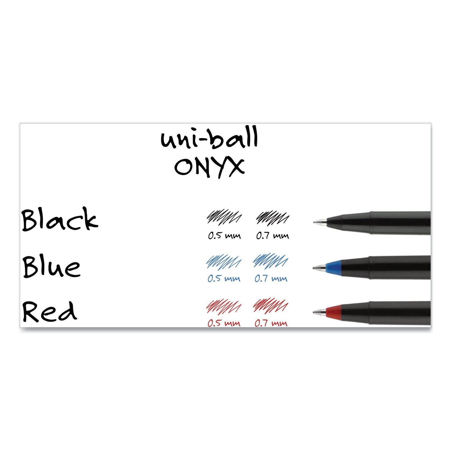 uniball ONYX Roller Ball Pen, Stick, Fine 0.7 mm, Black Ink, Black Matte Barrel, Dozen - themonogram manor 