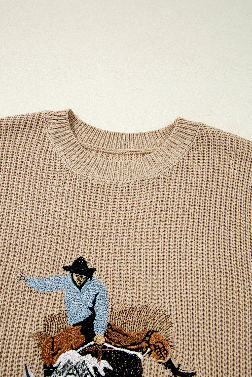 Western Cowboy Embroidered Round Neck Sleeveless Sweater - themonogram manor 