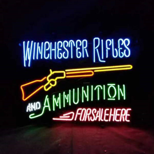 Winghester Rifles And Ammunition Neon Sign Light - themonogram manor 