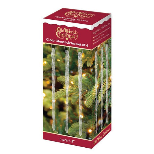 Clear Glass Icicles Set Of 6 Ornament - themonogram manor 