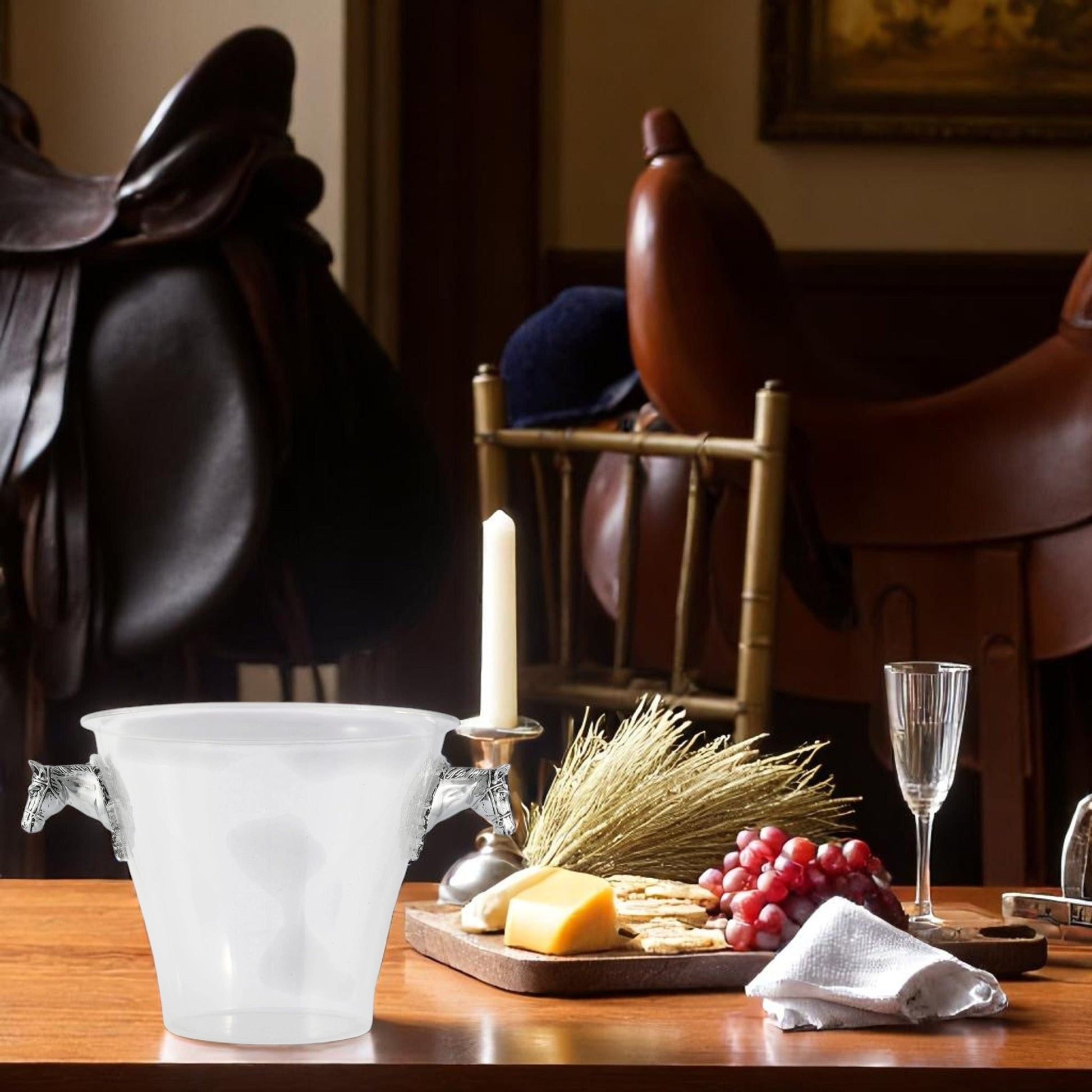 Horse Head Handle Acrylic Ice Bucket - themonogram manor 