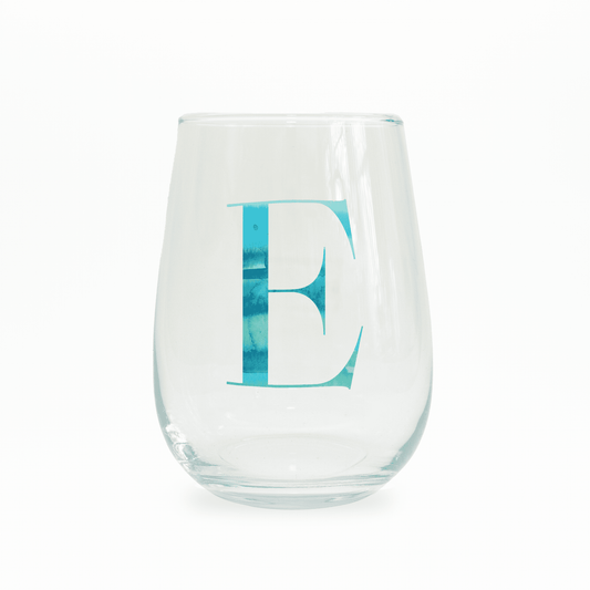 E Monogram Stemless Wine Glass - themonogram manor 
