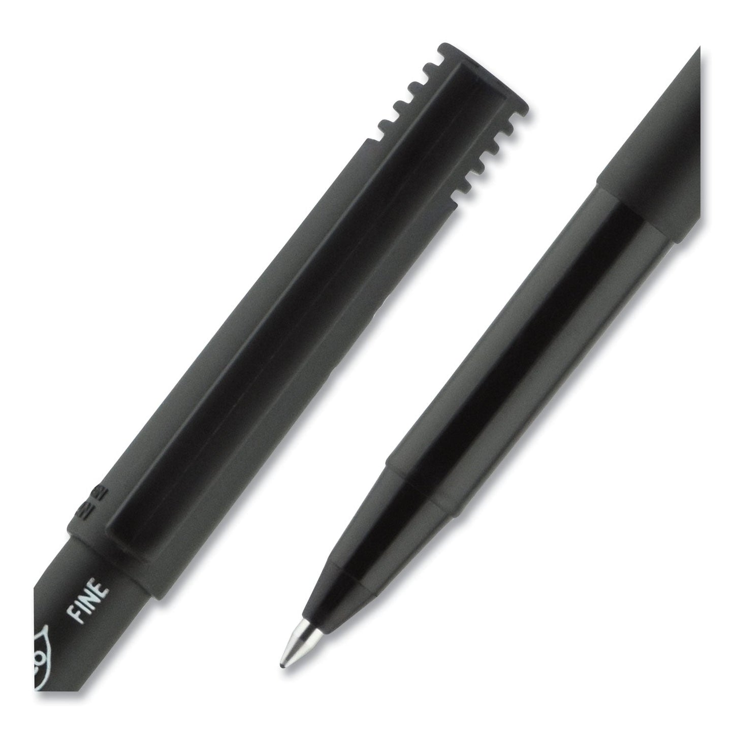 uniball ONYX Roller Ball Pen, Stick, Fine 0.7 mm, Black Ink, Black Matte Barrel, Dozen - themonogram manor 