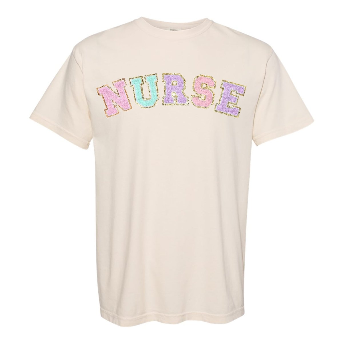 Nurse Colorful Letter Patch Comfort Colors T-Shirt - themonogram manor 
