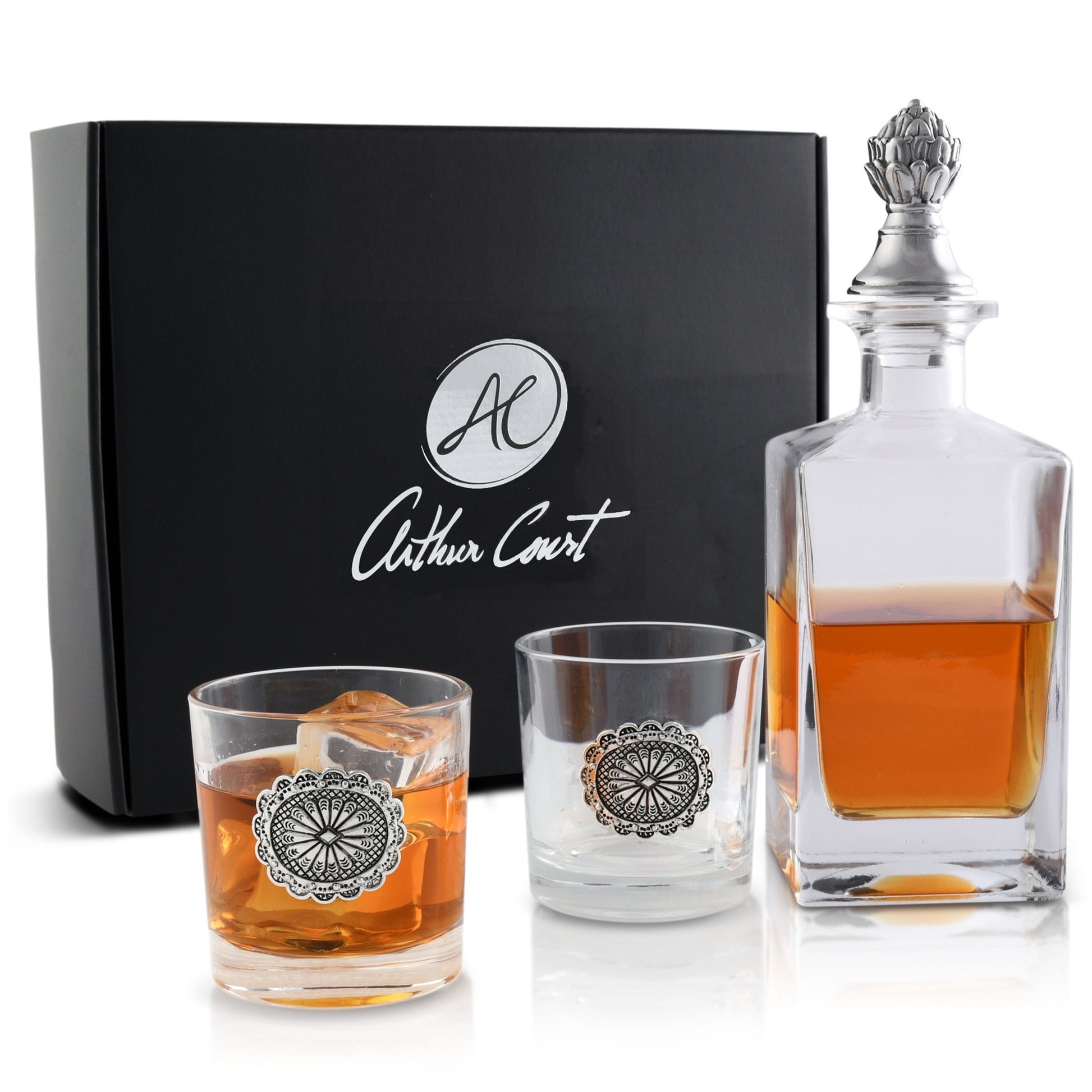 Western Concho Decanter Set with Glasses - themonogram manor 
