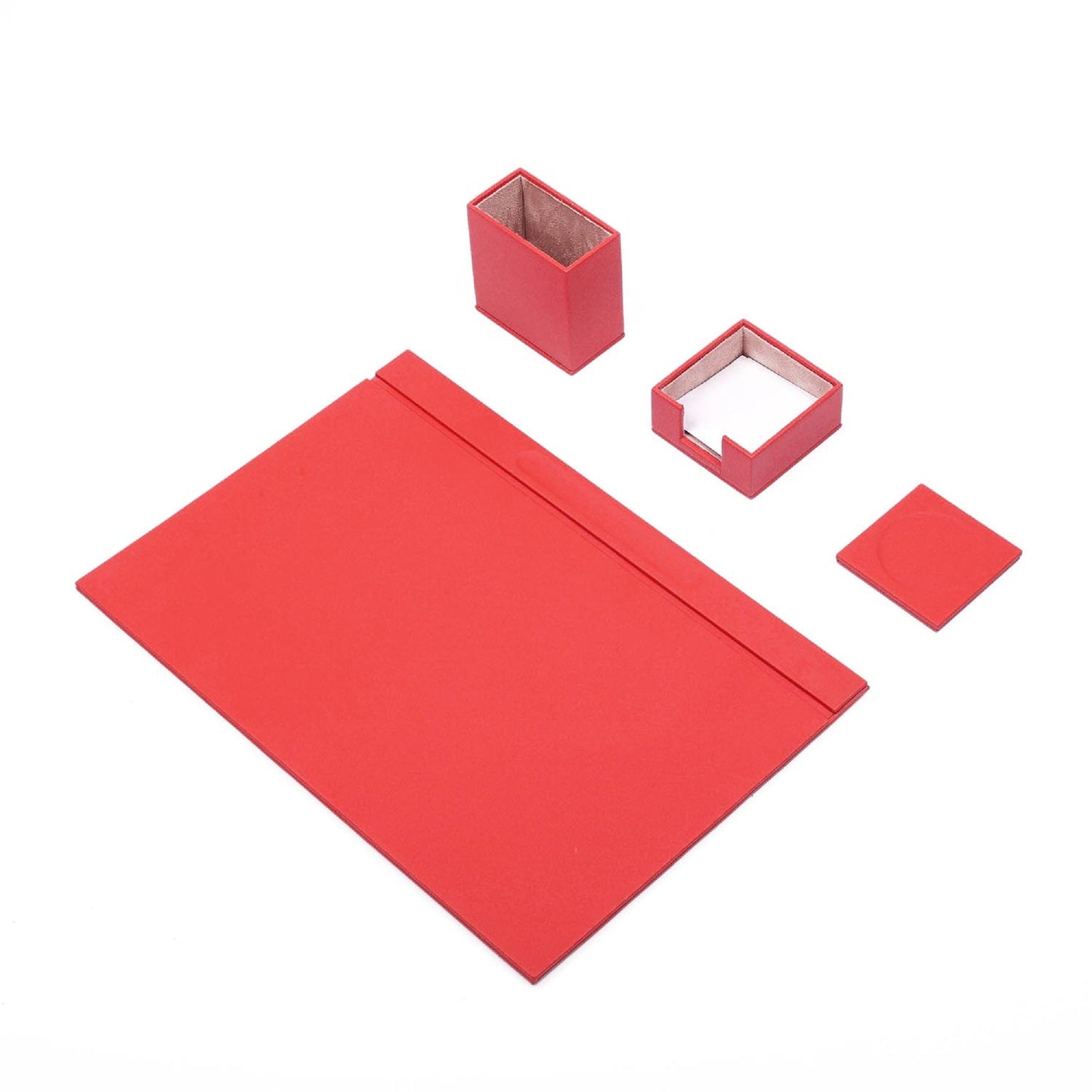 MOOG Leather Desk Set - 4 Accessories - Red - 4 PCS - themonogram manor 