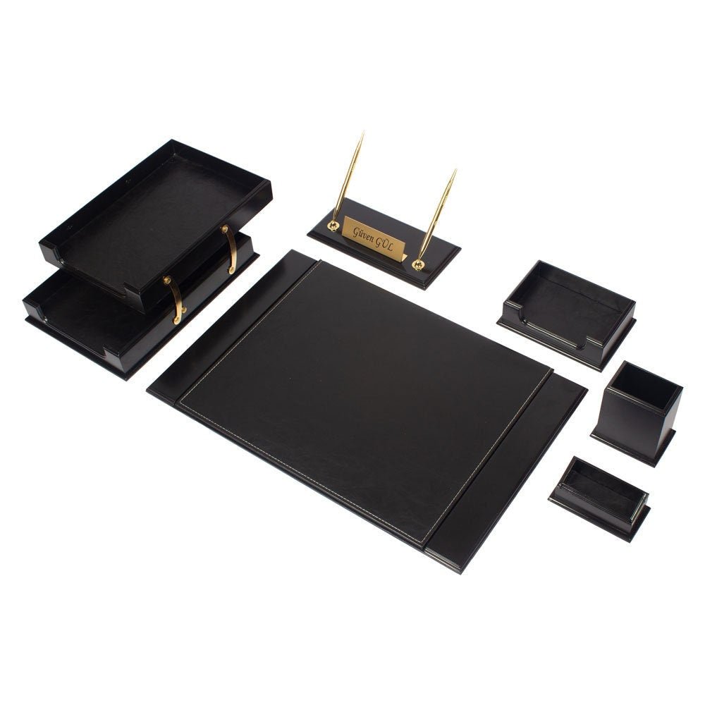 MOOG Wooden Prestige Black Desk Set - 8 PCS - themonogram manor 