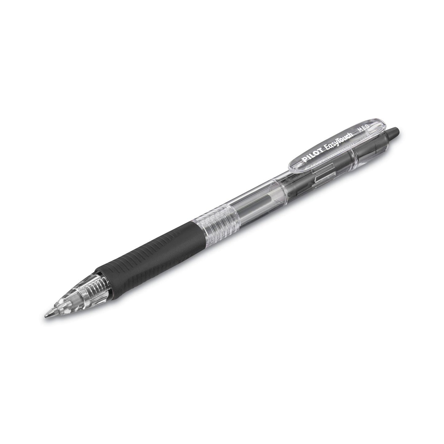 Pilot EasyTouch Ballpoint Pen, Retractable, Medium 1 mm, Black Ink, Clear Barrel, Dozen - themonogram manor 