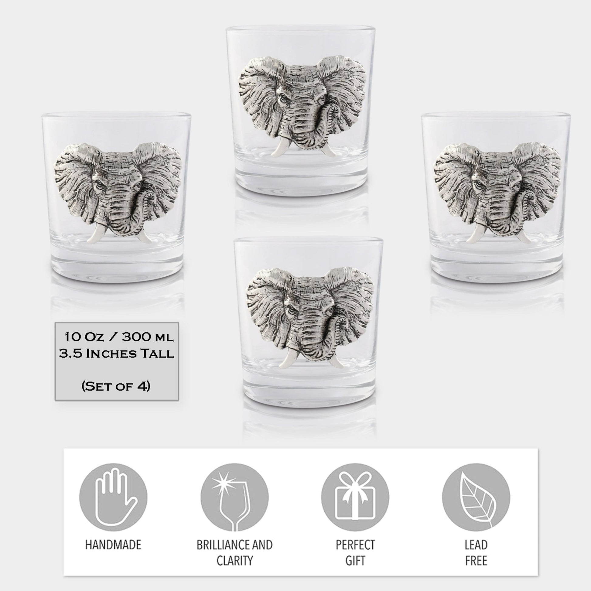 Elephant Bar Glasses Set of 4 - themonogram manor 