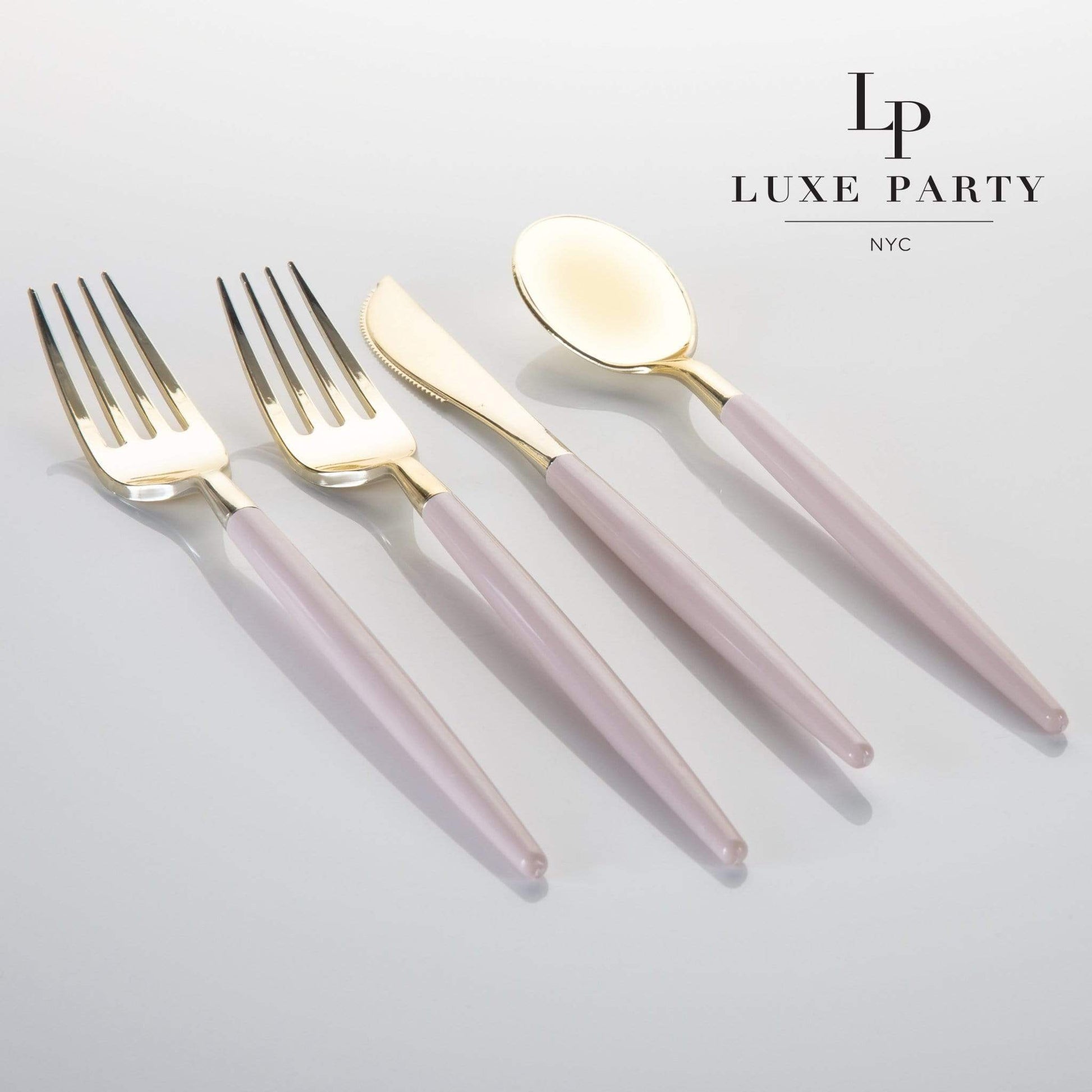 Blush • Gold Plastic Cutlery Set | 32 Pieces - themonogram manor 