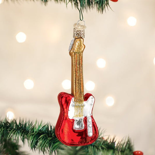 Red Electric Guitar Ornament - themonogram manor 