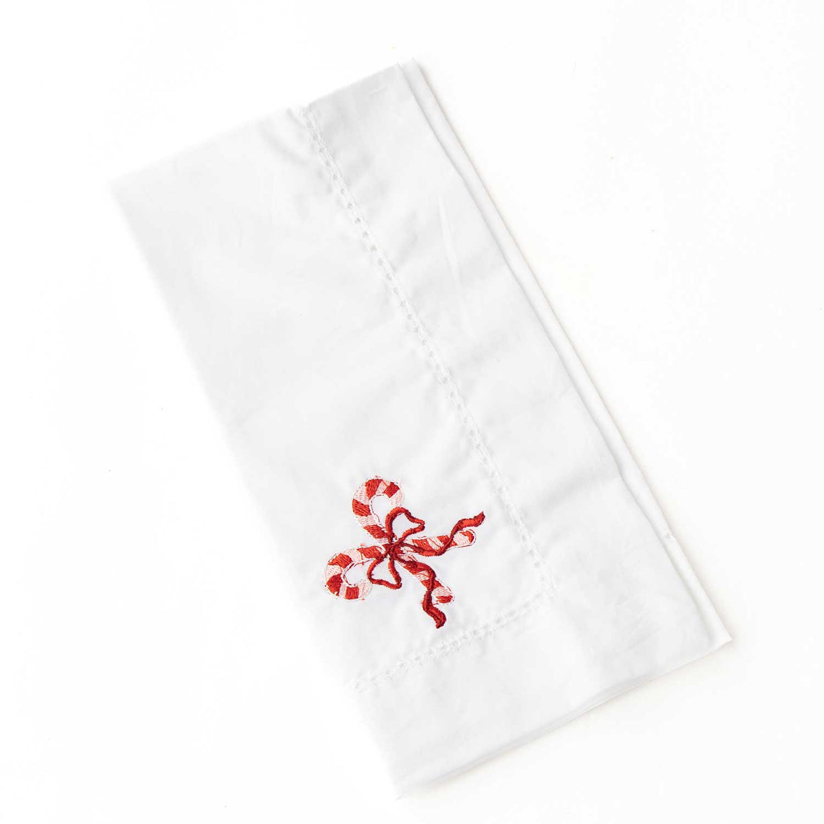 Candy Cane Embroidered Cotton Dinner Napkin - themonogram manor 