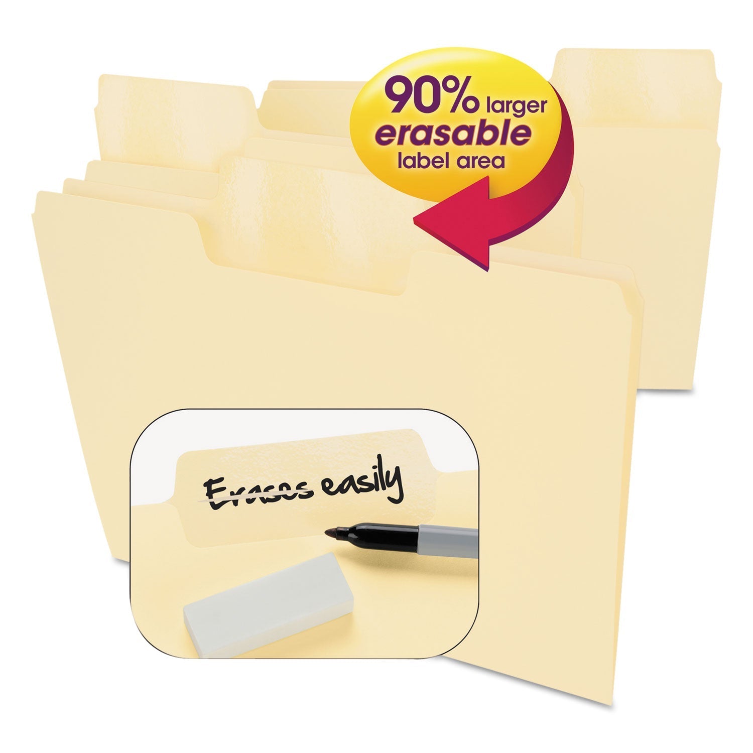 Smead Erasable SuperTab File Folders, 1/3 - Cut Tabs: Assorted, Letter Size, 0.75" Expansion, Manila, 24/Pack - themonogram manor 