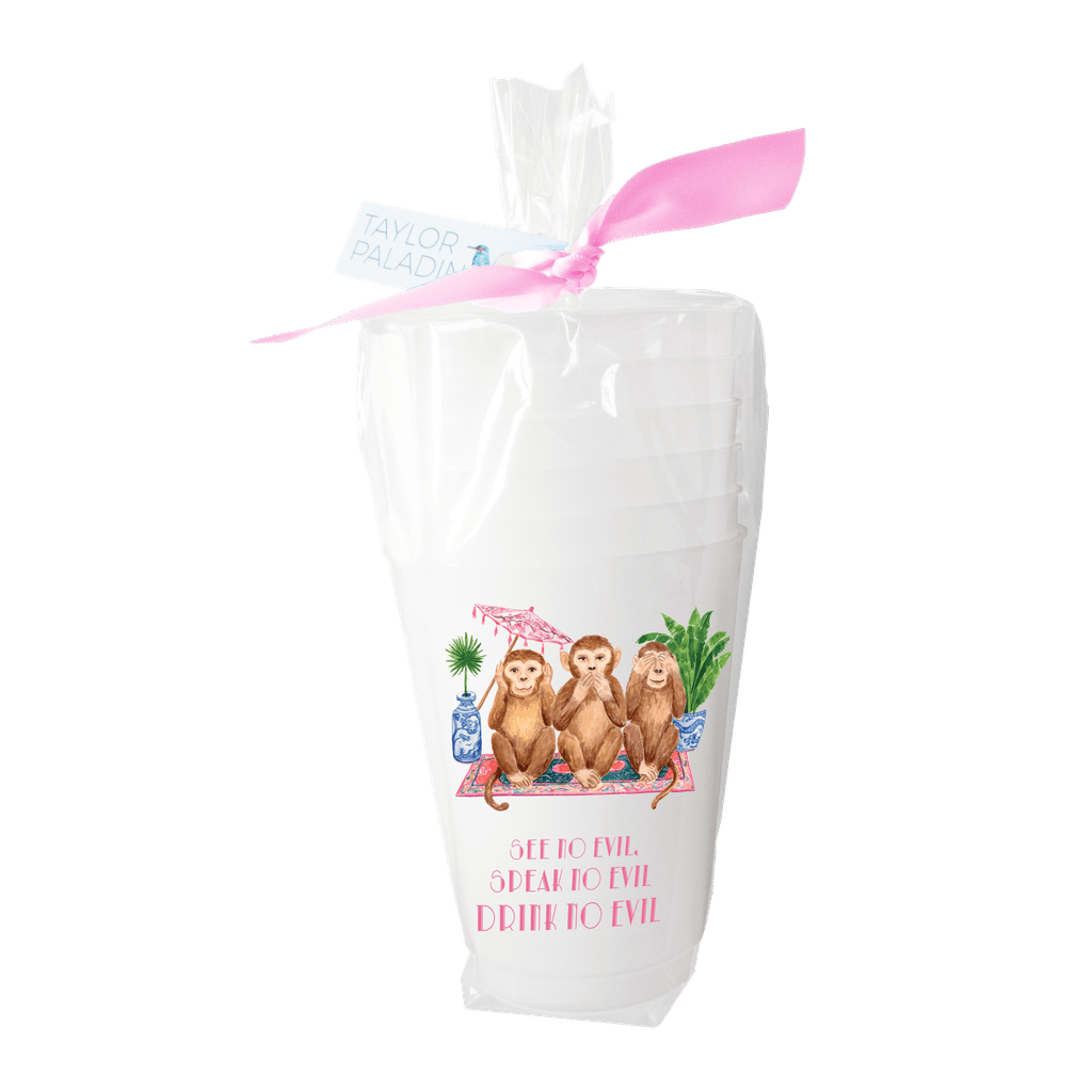 Drink No Evil Monkeys Frosted Cup - themonogram manor 