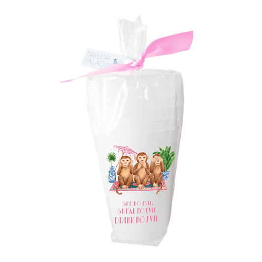 Drink No Evil Monkeys Frosted Cup - themonogram manor 