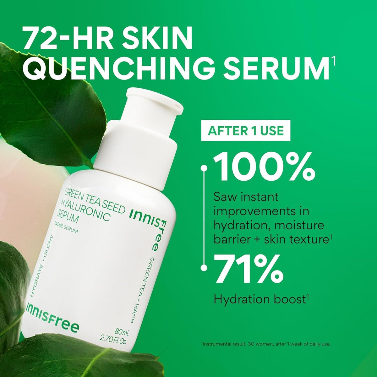 Innisfree Green Tea Seed Hyaluronic Serum with Panthenol and Niacinamide, Korean Face Serum for Hydration and Glow - themonogram manor 