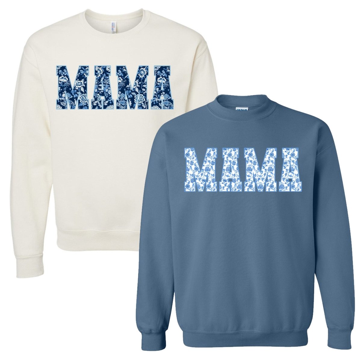 'Blue & White Chinoiserie 'Mama' Crewneck Sweatshirt - themonogram manor 